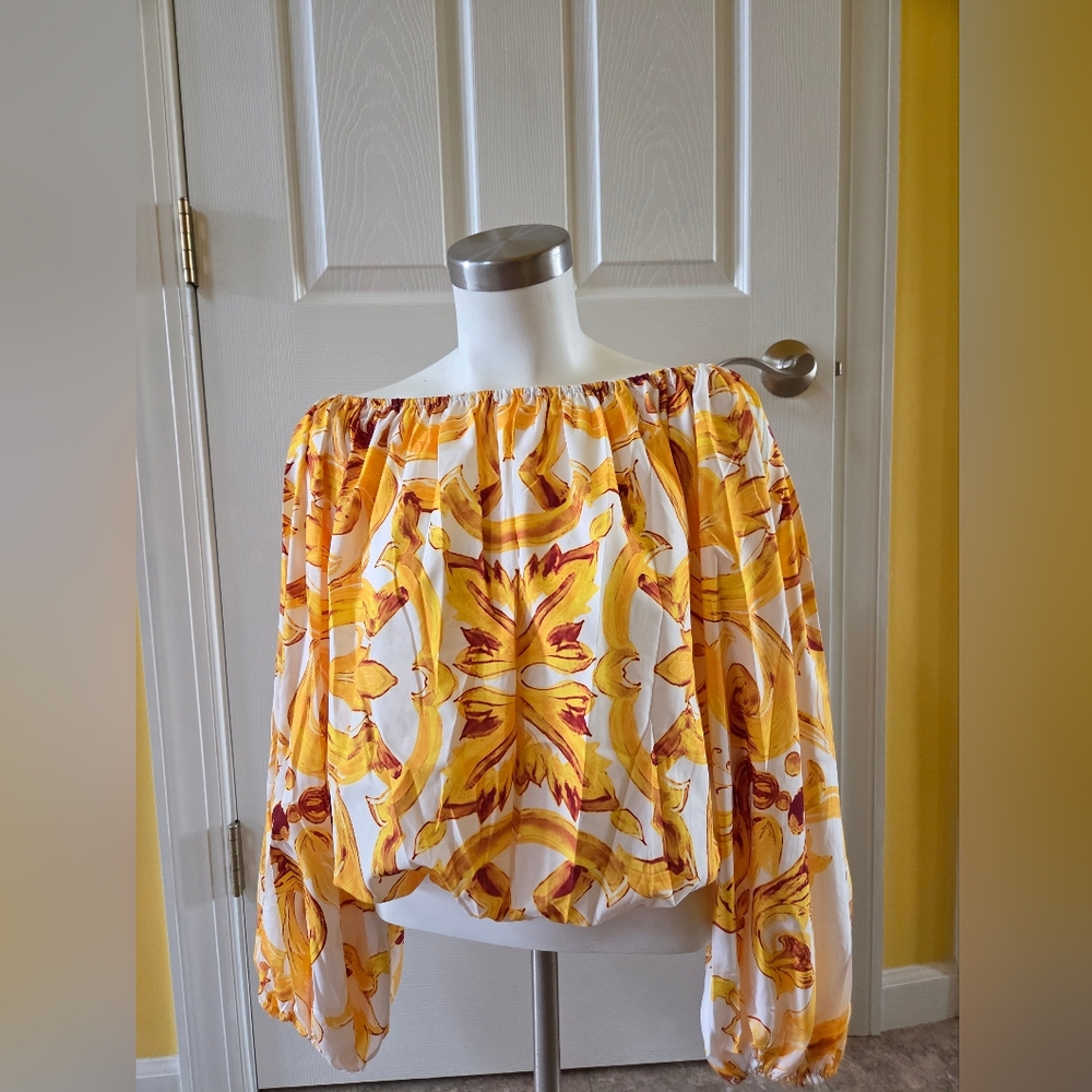 Dolce & Gabbana Yellow and Orange Off-Shoulder Top